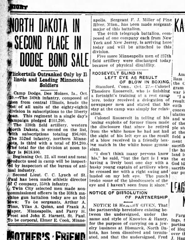Clipping from The Bismarck Tribune